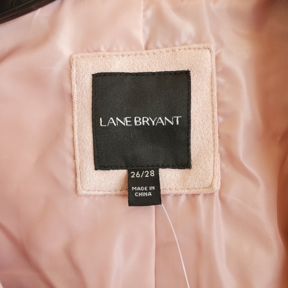 Lane Bryant Blush Pink Faux Suede Moto Jacket Asymmetrical Zip Size 26 28 - Picture 8 of 9